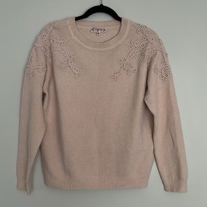 Nanette Lepore Pearl Embellished Blush Pink Sweater Size L**